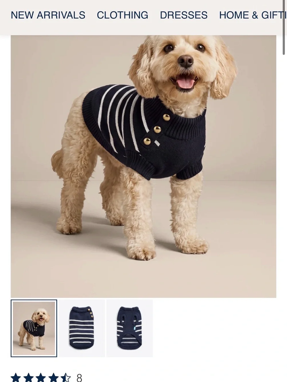 Draper James NWOT pet sweater nautical size medium